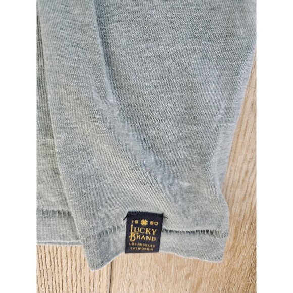 Lucky Brand Venice Burnout Mens Short Sleeve V Neck Tee Shirt Size L Green - Picture 6 of 7